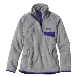 Patagonia Heather Gray and Deep Purple Teddy Jacket